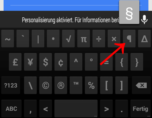 Android Tastatur Sonderzeichen